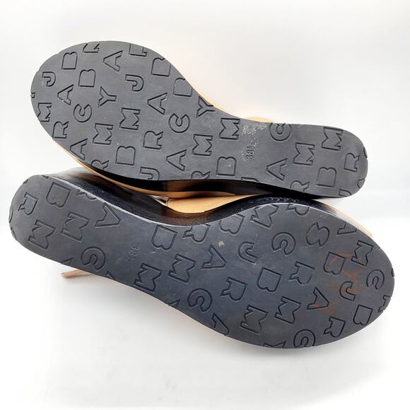 Marc by Marc Jacobs Tan Beige Leather Ankle Strap Wedge Sandals Women's Size 8 - Picture 7 of 11